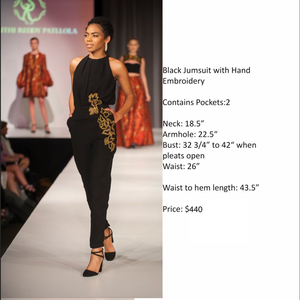 New Black Jumpsuit with Hand Embroidery